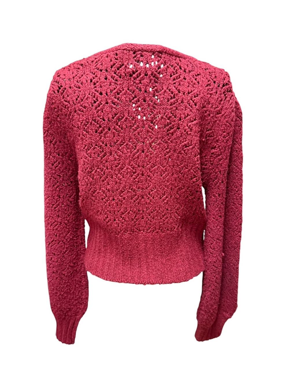 Lush Deep Raspberry V-Neck Button Front Cardigan medium - Picture 5 of 7